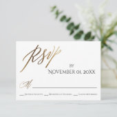 Eenvoudige, elegante, soepele Gold-typografie RSVP Kaartje (Staand voorkant)
