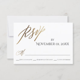 Eenvoudige, elegante, soepele Gold-typografie RSVP Kaartje