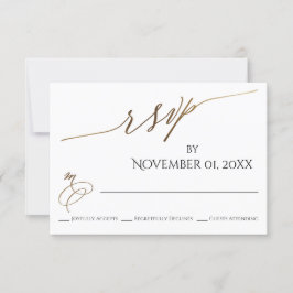 Eenvoudige, elegante, soepele Gold-typografie RSVP Kaartje