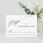 Eenvoudige, elegante, soepele Gold-typografie RSVP Kaartje (Staand voorkant)