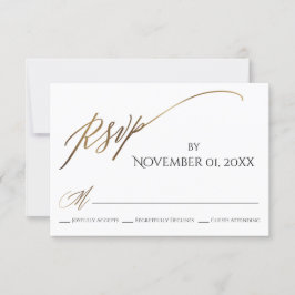 Eenvoudige, elegante, soepele Gold-typografie RSVP Kaartje