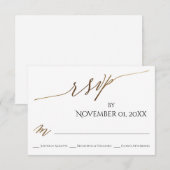 Eenvoudige, elegante, soepele RSVP-kaart met Gold  RSVP Kaartje (Voorkant / Achterkant)