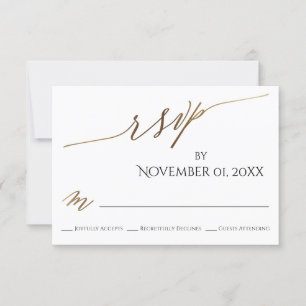 Eenvoudige, elegante, soepele RSVP-kaart met Gold RSVP Kaartje
