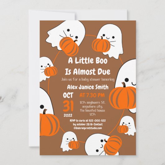 Eenvoudige Elegante Spooky Ghost, Halloween Baby s Kaart (Voorkant)