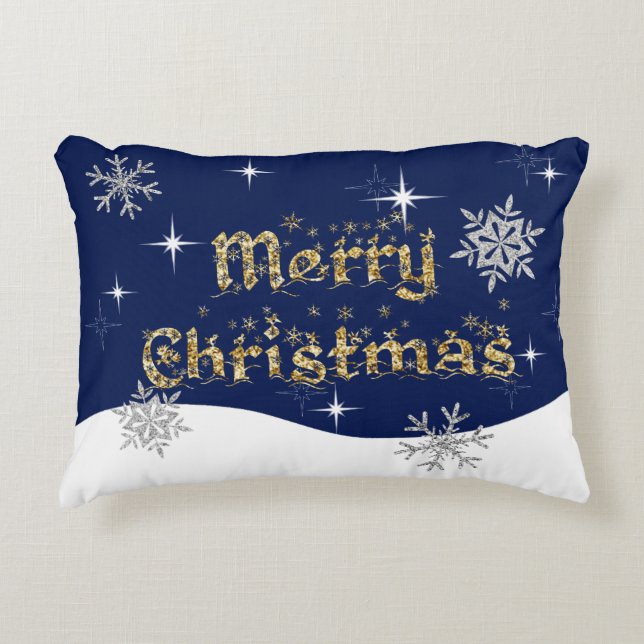 Eenvoudige elegante sprankelende kerst glitter spr accent kussen (Voorkant)