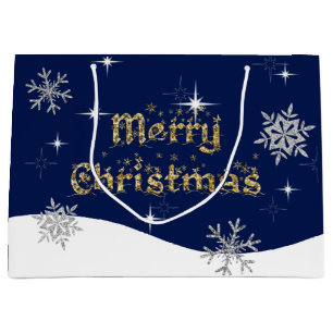 Eenvoudige elegante sprankelende kerst glitter spr groot cadeauzakje