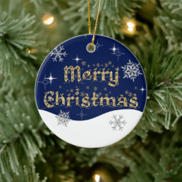 Eenvoudige elegante sprankelende kerst glitter spr keramisch ornament