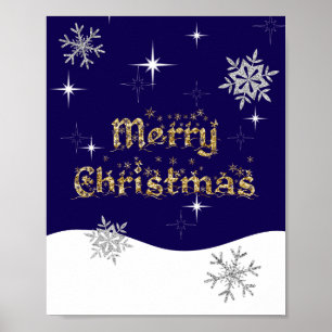 Eenvoudige elegante sprankelende kerst glitter spr poster