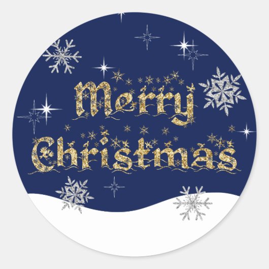Eenvoudige elegante sprankelende kerst glitter spr ronde sticker (Voorkant)