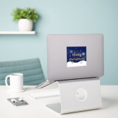 Eenvoudige elegante sprankelende kerst glitter spr sticker (Laptop op bureau)