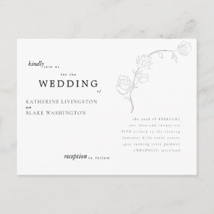 Eenvoudige Elegante Steelkaart Huwelijksuitnodigin Uitnodiging Briefkaart