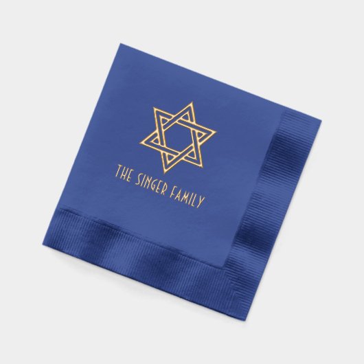 Eenvoudige Elegante Ster van David #1 Familienaam Folie Servetten (Links)