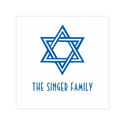 Eenvoudige Elegante Ster van David #1 Familienaam Zelfinktende Stempel (Design)