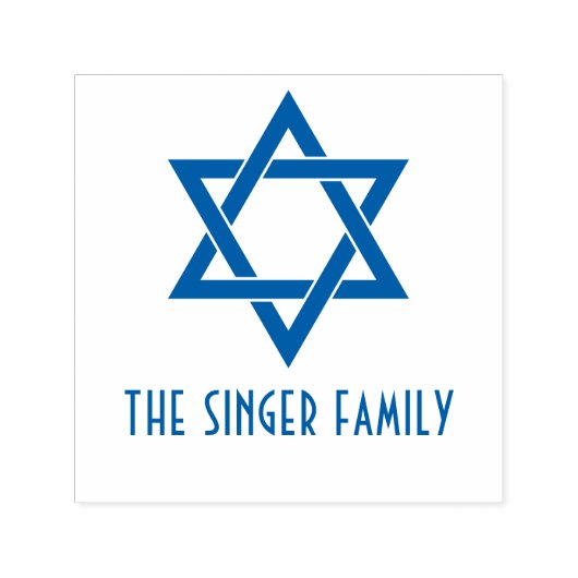 Eenvoudige Elegante Ster van David #3 Familienaam Zelfinktende Stempel (Design)