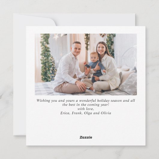 Eenvoudige Elegante Stijlvolle 2 FOTO Kerstmis Gro Feestdagenkaart (Achterkant)