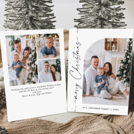 Eenvoudige Elegante Stijlvolle 4 FOTO Kerstmis Gro Feestdagenkaart