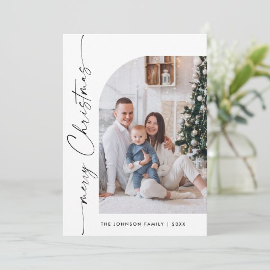 Eenvoudige Elegante Stijlvolle 5 FOTO Kerstmis Gro Feestdagenkaart (Staand voorkant)