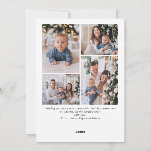 Eenvoudige Elegante Stijlvolle 5 FOTO Kerstmis Gro Feestdagenkaart (Achterkant)