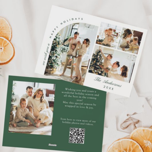 Eenvoudige Elegante Stijlvolle 5 FOTO Kerstmis Gro Feestdagenkaart