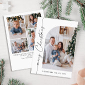 Eenvoudige Elegante Stijlvolle 5 FOTO Kerstmis Gro Feestdagenkaart
