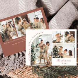 Eenvoudige Elegante Stijlvolle 7 FOTO Kerstmis Gro Feestdagenkaart