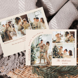 Eenvoudige Elegante Stijlvolle 7 FOTO Kerstmis Gro Feestdagenkaart