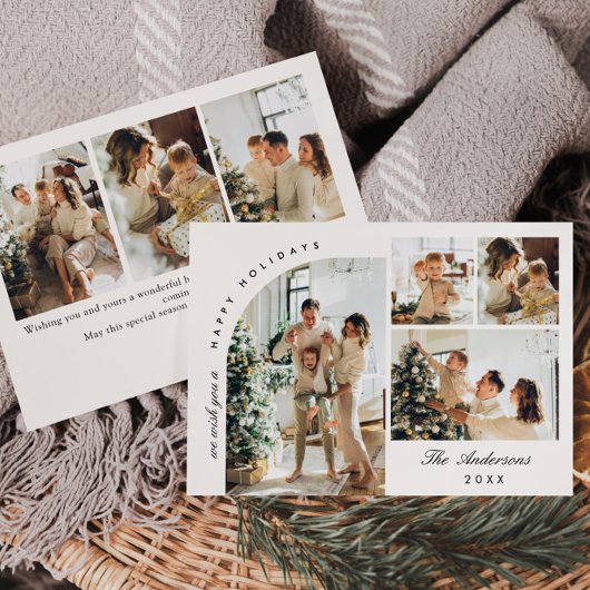 Eenvoudige Elegante Stijlvolle 7 FOTO Kerstmis Gro Feestdagenkaart