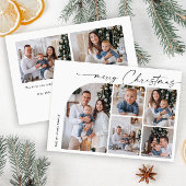 Eenvoudige Elegante Stijlvolle 7 FOTO Kerstmis Gro Feestdagenkaart