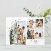 Eenvoudige Elegante Stijlvolle 7 FOTO Kerstmis Gro Feestdagenkaart (Staand voorkant)