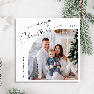 Eenvoudige elegante stijlvolle FOTO Kerstmis Groet Feestdagenkaart