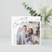 Eenvoudige elegante stijlvolle FOTO Kerstmis Groet Feestdagenkaart (Staand voorkant)