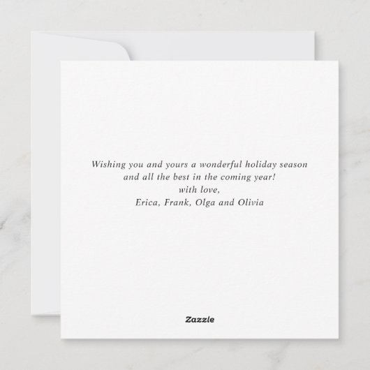 Eenvoudige elegante stijlvolle FOTO Kerstmis Groet Feestdagenkaart (Achterkant)