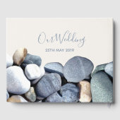 Eenvoudige Elegante Stijlvolle Pebbles Modern Wedd Gastenboek (Achterkant)