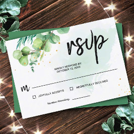 Eenvoudige elegante stijlvolle waterverf wedding r RSVP kaartje