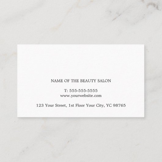 Eenvoudige elegante stijlvolle witte perzik salon afsprakenkaartje (Achterkant)