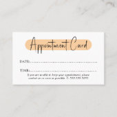 Eenvoudige elegante stijlvolle witte perzik salon afsprakenkaartje (Voorkant)