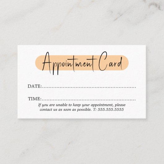 Eenvoudige elegante stijlvolle witte perzik salon afsprakenkaartje (Voorkant)
