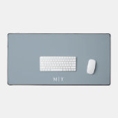 Eenvoudige Elegante Stoffige Blauwe Monogram Initi Bureaumat (Keyboard & Muis)