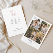 Eenvoudige Elegante Stoffige Roze Monogram Foto Br Bedankkaart