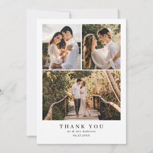 Eenvoudige Elegante Stoffige Roze Monogram Foto Br Bedankkaart (Voorkant)