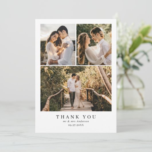 Eenvoudige Elegante Stoffige Roze Monogram Foto Br Bedankkaart (Staand voorkant)