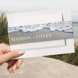 Eenvoudige elegante strand bruiloft uitnodigingen wikkel