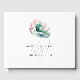 Eenvoudige elegante strand trouwgolf gastenboek