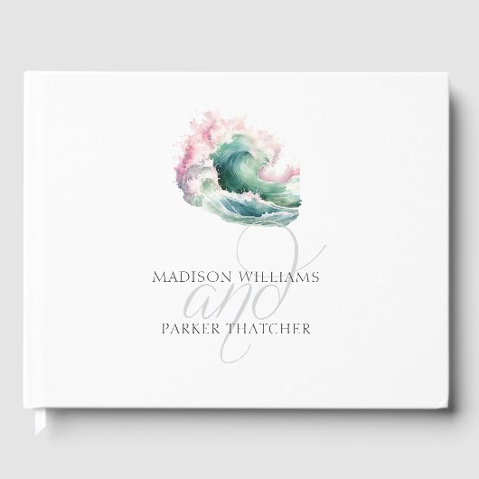 Eenvoudige elegante strand trouwgolf gastenboek (Voorkant)