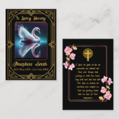 Eenvoudige Elegante Sympathie Memorial Zwart Gebed Visitekaartje (Voorkant / Achterkant)