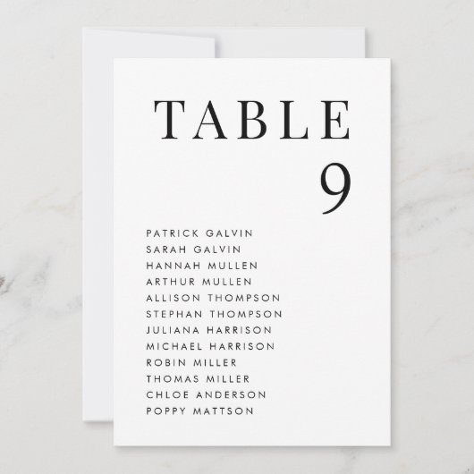 Eenvoudige Elegante Tafel Zitkaart Kaart (Voorkant)