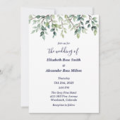 Eenvoudige elegante takken van trouwbladeren kaart (Voorkant)