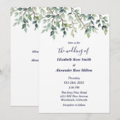 Eenvoudige elegante takken van trouwbladeren kaart (Voorkant / Achterkant)