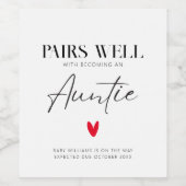 Eenvoudige Elegante Tante Zwangerschap Aangepast Wijn Etiket (Enkel label)