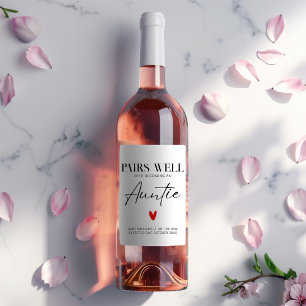 Eenvoudige Elegante Tante Zwangerschap Aangepast Wijn Etiket